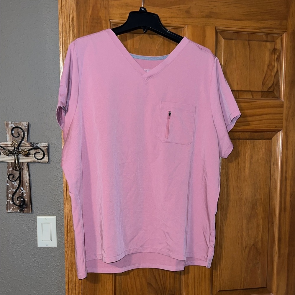 Dusty rose V-Neck scrub top  with upper zipper Pocket